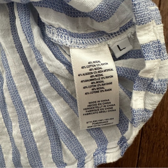 Anthropologie Cloth & Stone smock neck blue white stripe tank top blouse large - Picture 4 of 8